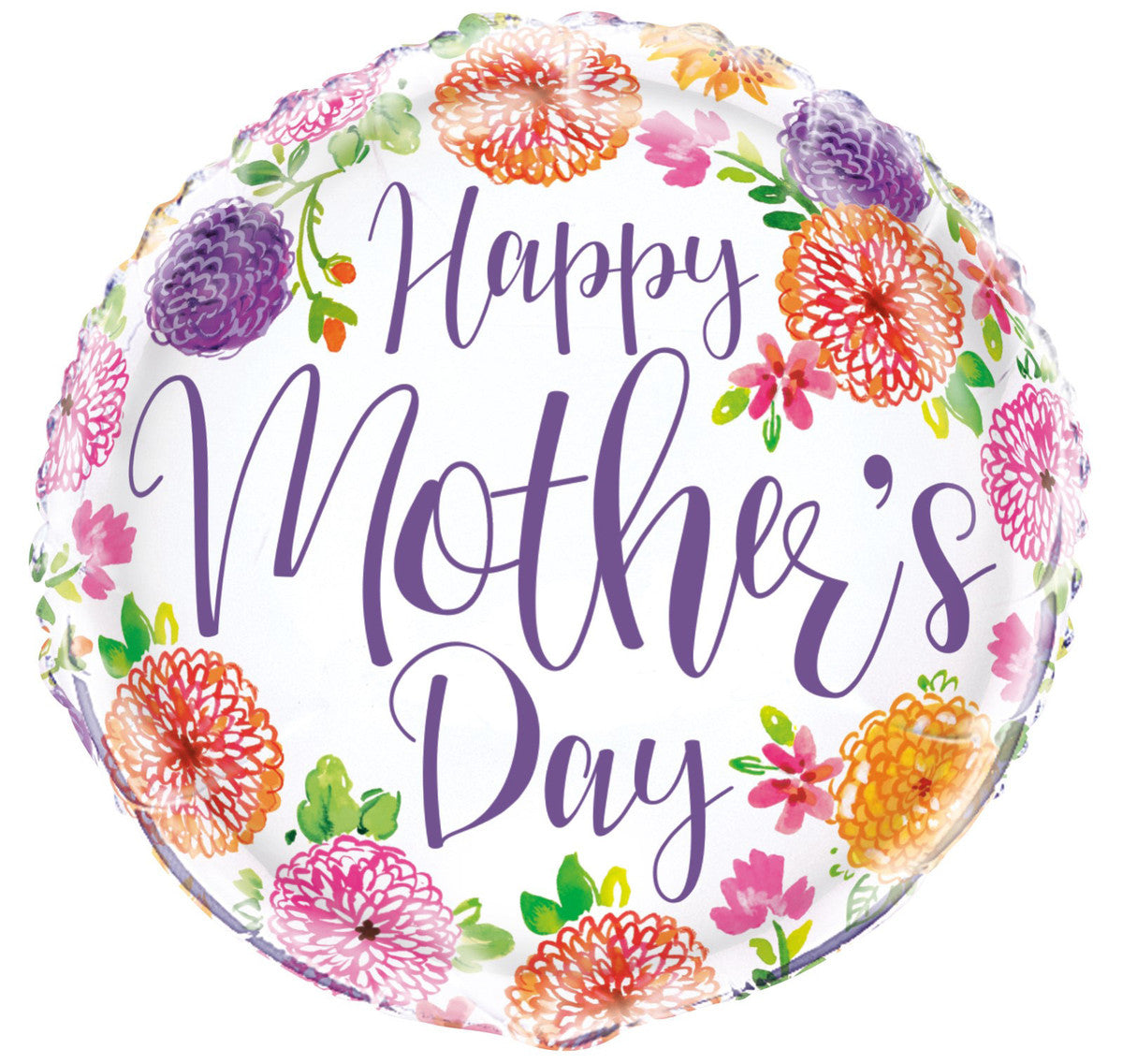 Purple Floral "Happy Mother's Day" Foil Balloon 45cm