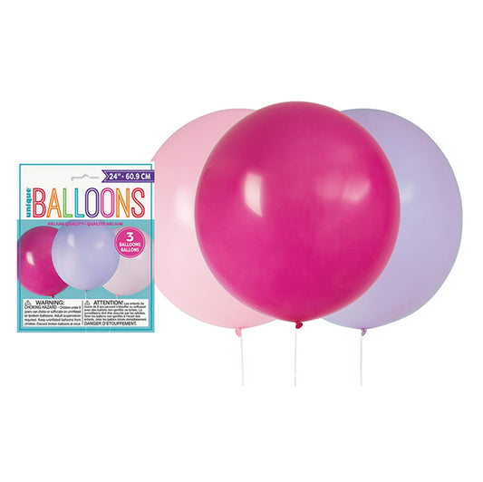 Pink & Purple Assorted Balloons 60.9cm (Pack of 3)