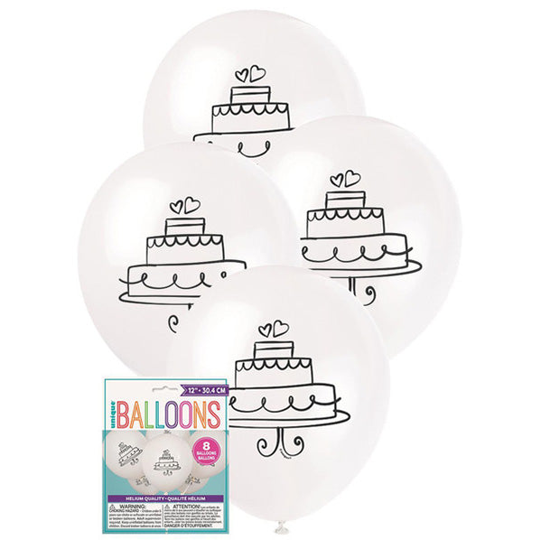 Wedding Cake White Balloons 30cm (Pack of 8)