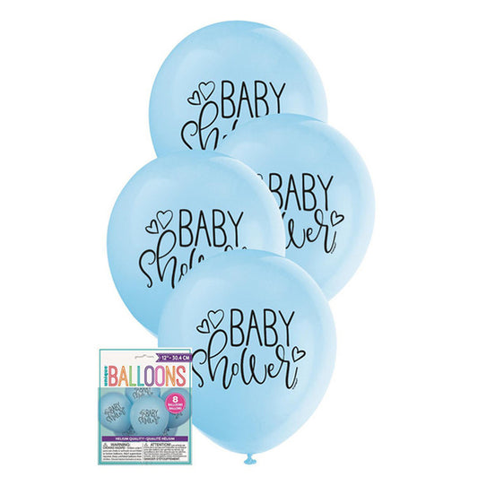 Baby Shower - Blue Balloons 30cm (Pack of 8)