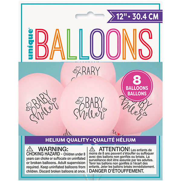 Baby Shower - Pink Balloons 30cm (Pack of 8)