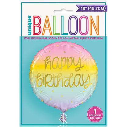 Rainbow Star "Happy Birthday" Foil Balloon 45cm