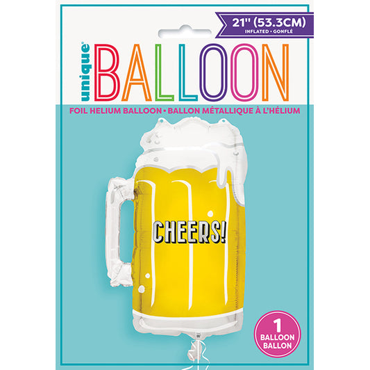 Giant "Cheers" Beer Mug Foil Balloon 53.3cm