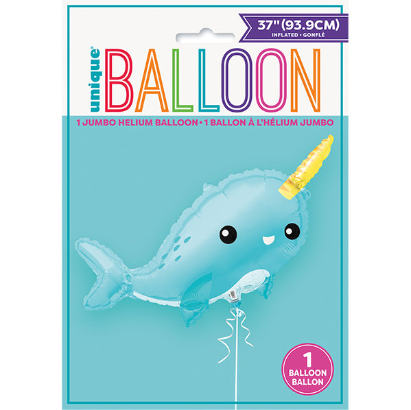 Giant Narwhal Foil Balloon 93.9cm