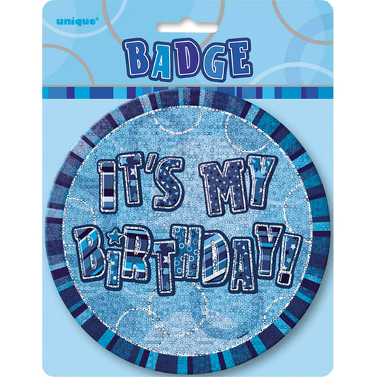 Glitz Blue Jumbo Birthday Badge - "It's My Birthday"