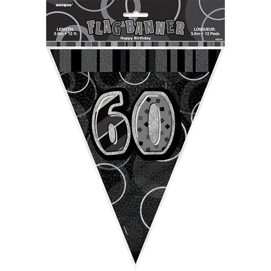 "60" Glitz Black Flag Banner - 3.65m