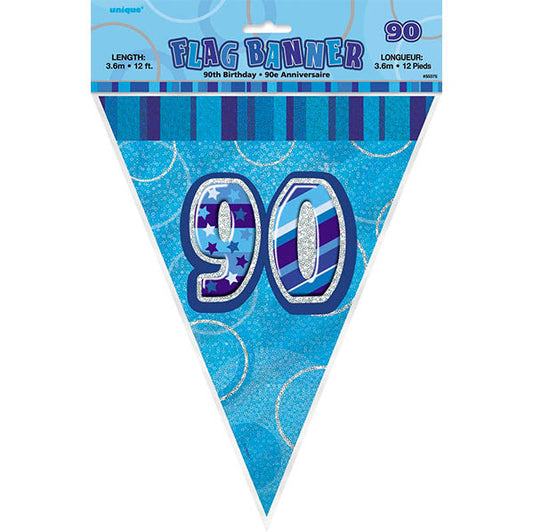 "90" Glitz Blue Flag Banner - 3.65m