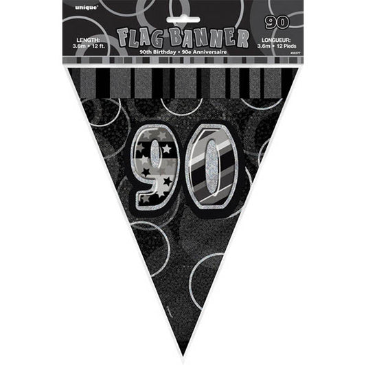 "90" Glitz Black Flag Banner - 3.65m