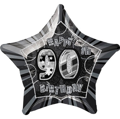 Glitz Black Star "90" Foil Balloon 50cm