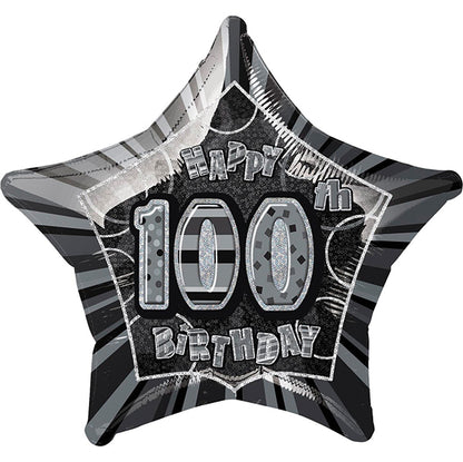 Glitz Black Star "100" Foil Balloon 50cm