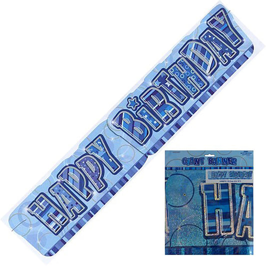 Glitz Blue "Happy Birthday" Giant Prismatic Jointed Banner - 1.36m