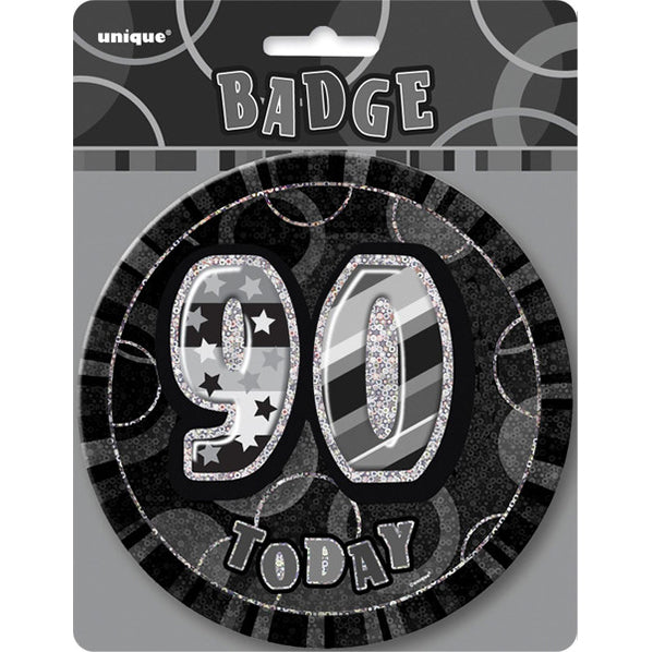 Glitz Black Jumbo Birthday Badge - "90"