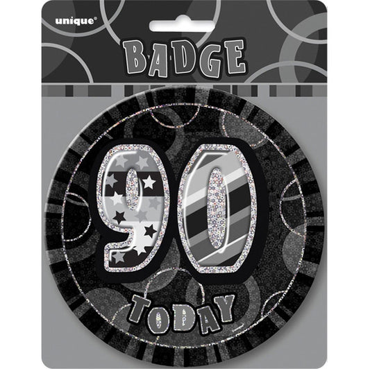 Glitz Black Jumbo Birthday Badge - "90"