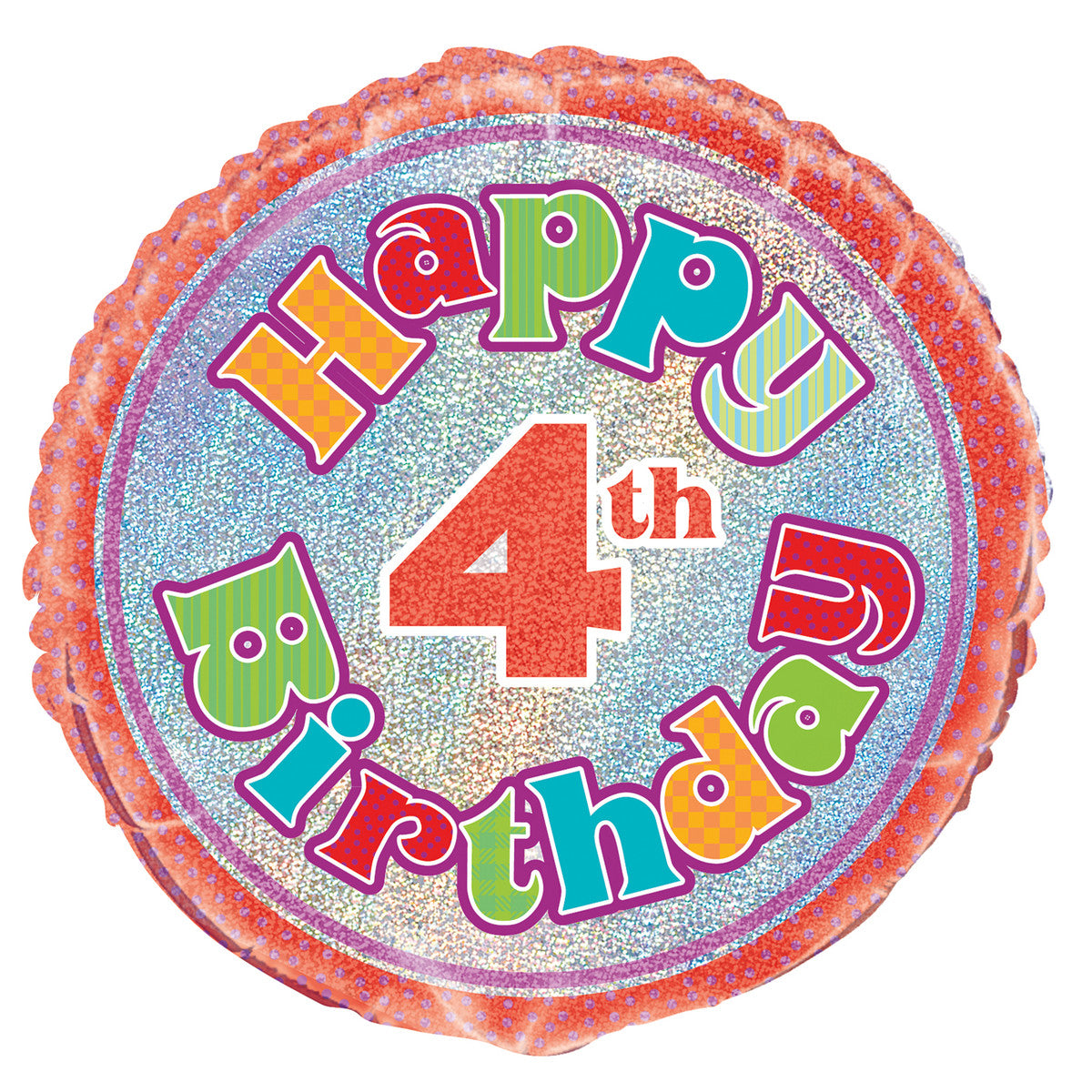 4th Birthday Foil Prismatic Balloon 45cm