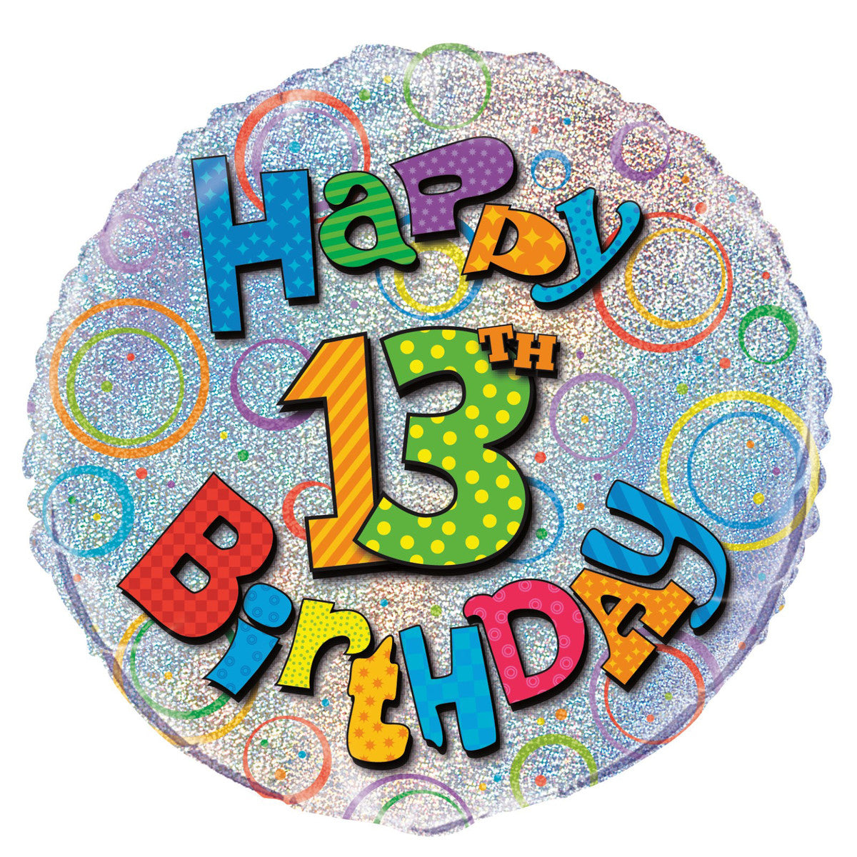 13th Birthday Foil Prismatic Balloon 45cm