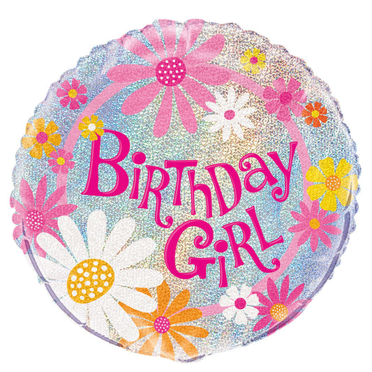 Birthday Girl Foil Prismatic Balloon 45cm