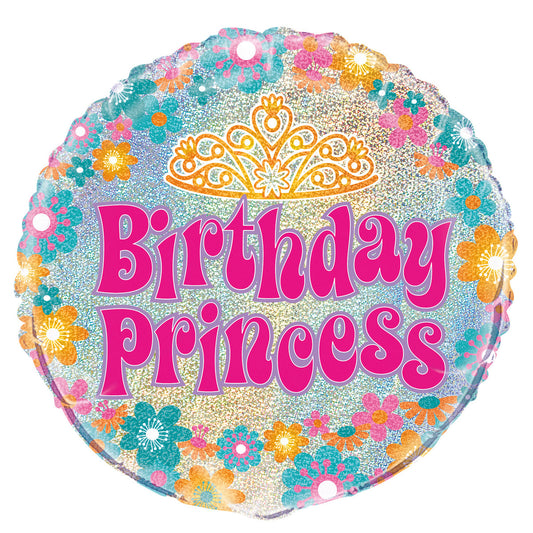 Birthday Princess Foil Prismatic Balloon 45cm