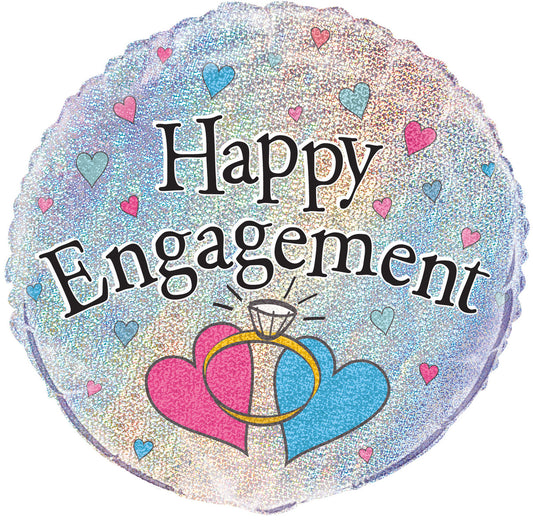 Happy Engagement Foil Prismatic Balloon 45cm