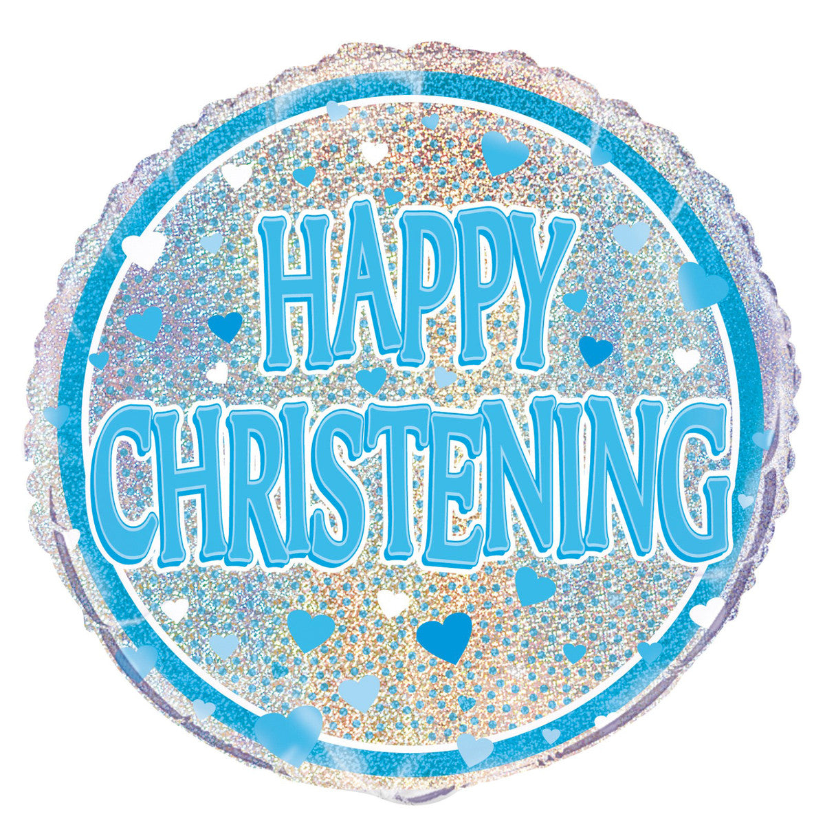 Blue Christening Foil Prismatic Balloon 45cm