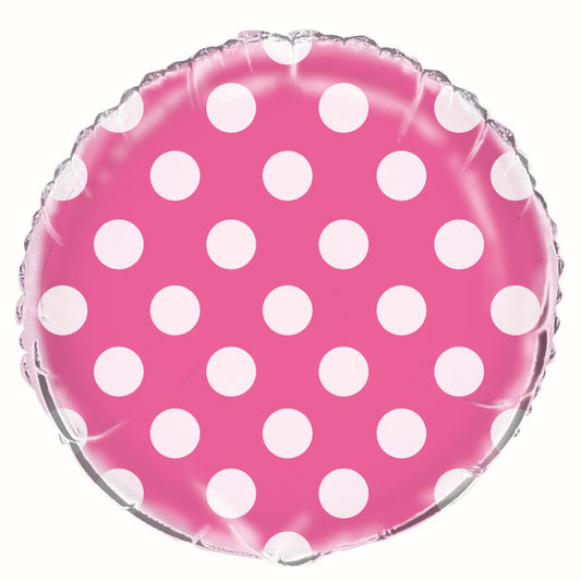 Dots Foil Balloon 45cm - Hot Pink