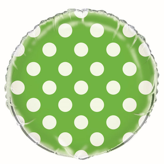 Dots Foil Balloon 45cm - Lime Green