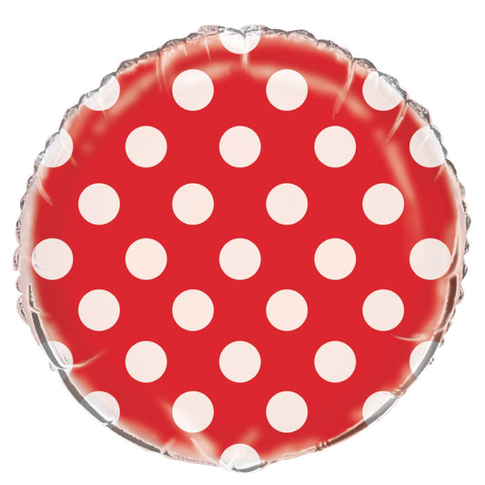 Dots Foil Balloon 45cm - Ruby Red