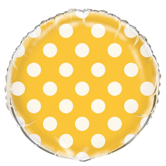 Dots Foil Balloon 45cm - Sunflower Yellow