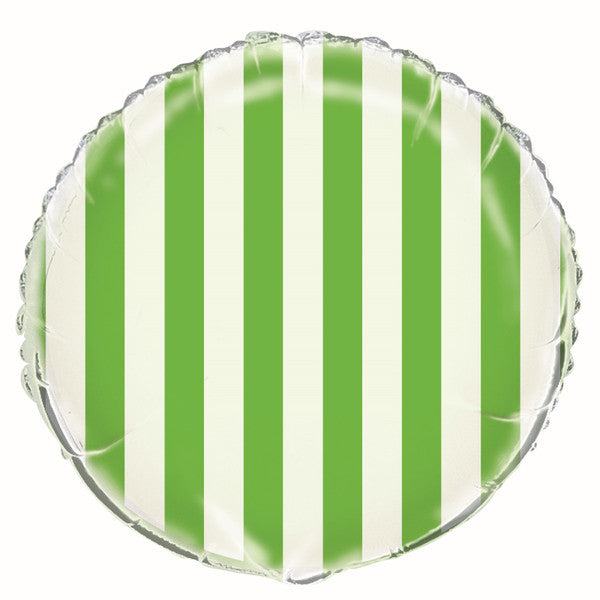 Stripes Foil Balloon 45cm - Lime Green