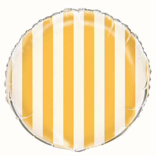 Stripes Foil Balloon 45cm - Sunflower Yellow