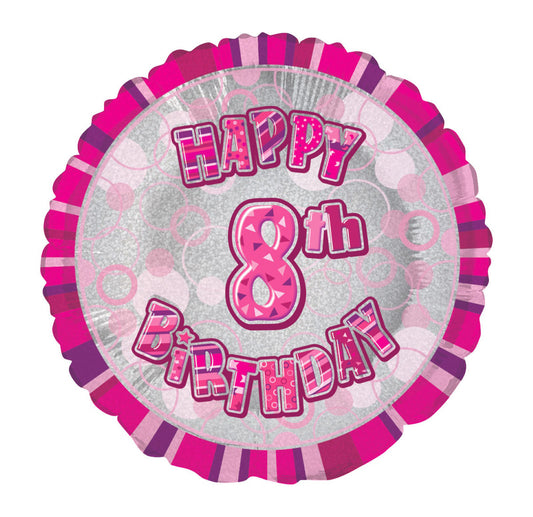 Glitz Pink Round "8" Foil Balloon 45cm