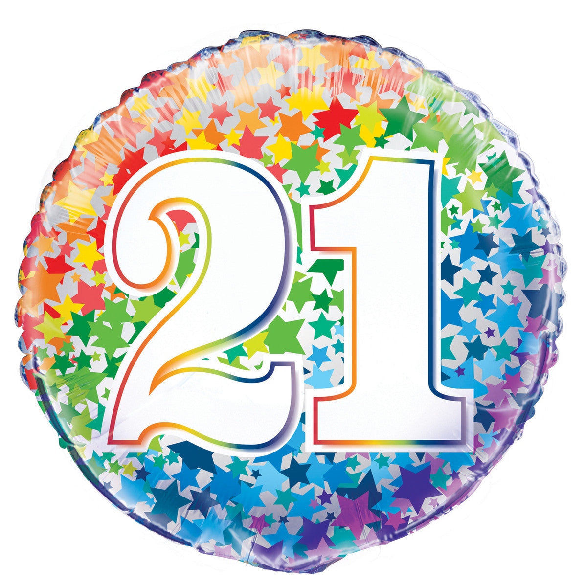 Rainbow Stars "21" Foil Balloon 45cm