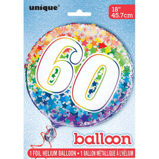 Rainbow Stars "60" Foil Balloon 45cm