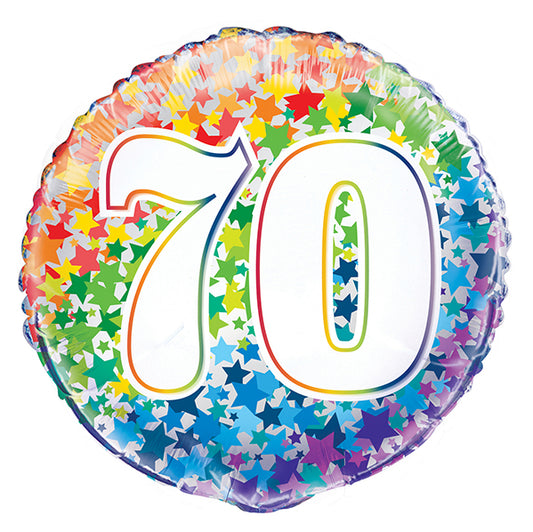 Rainbow Stars "70" Foil Balloon 45cm