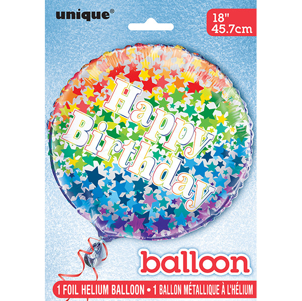 Rainbow Stars "Happy Birthday" Foil Balloon 45cm