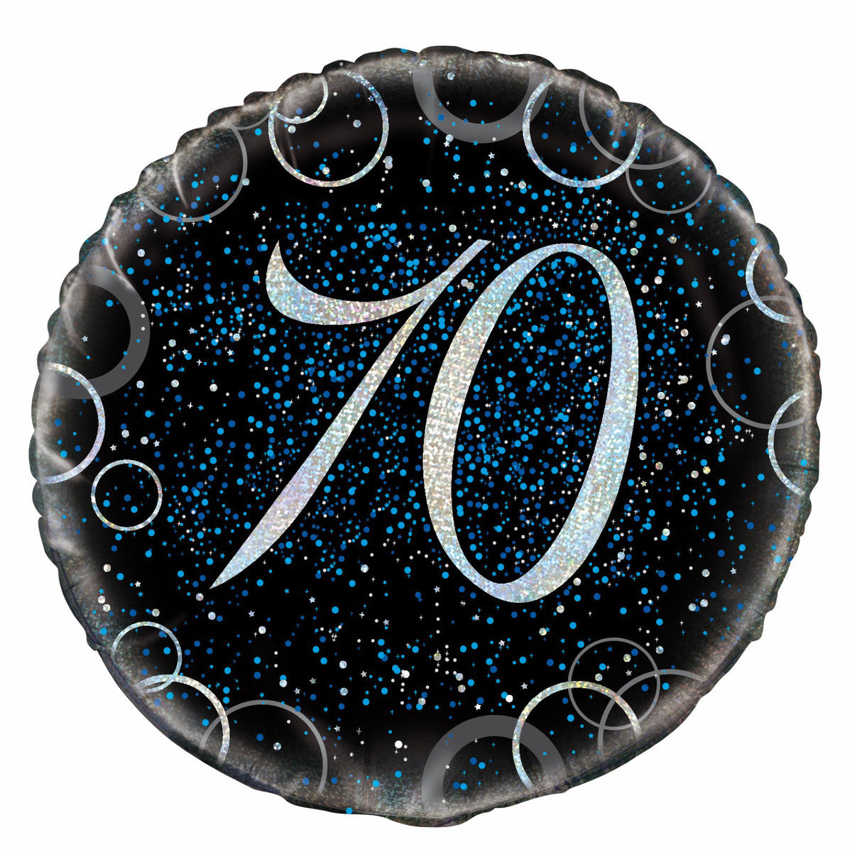 Black & Blue Glitz "70" Foil Balloon 45cm