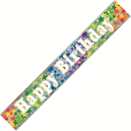 Rainbow Stars "Happy Birthday" Foil Banner - 2.74m