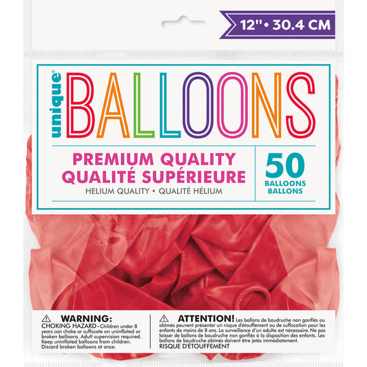 Scarlet Red Premium Balloons 30cm (Pack of 50)