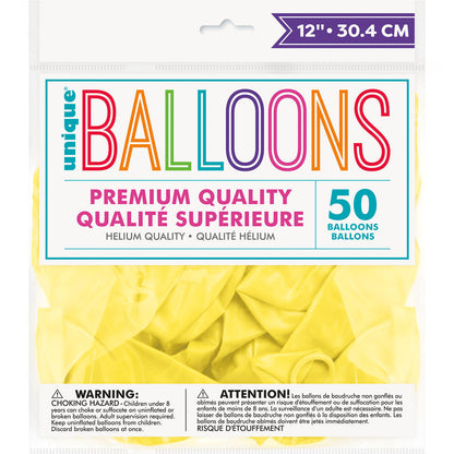 Lemon Yellow Crystal Premium Balloons 30cm (Pack of 50)