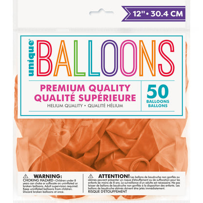 Citrus Orange Crystal Premium Balloons 30cm (Pack of 50)