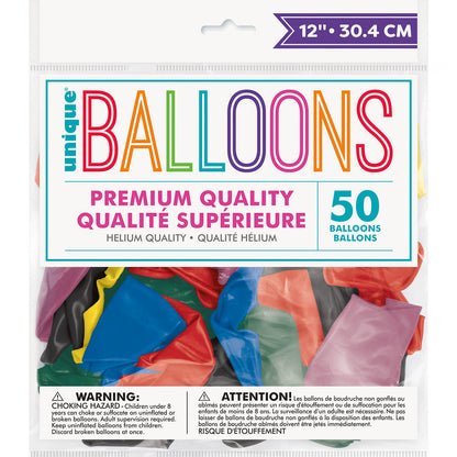 Assorted Colour Crystal Premium Balloons 30cm (Pack of 50)