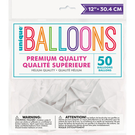 Iridescent White Pearl Premium Balloons 30cm (Pack of 50)