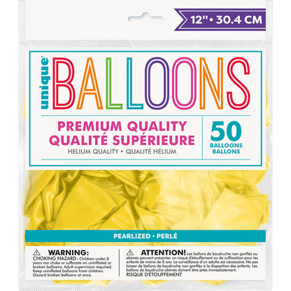 Cajun Yellow Pearl Premium Balloons 30cm (Pack of 50)