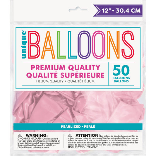 Crystal Pink Pearl Premium Balloons 30cm (Pack of 50)