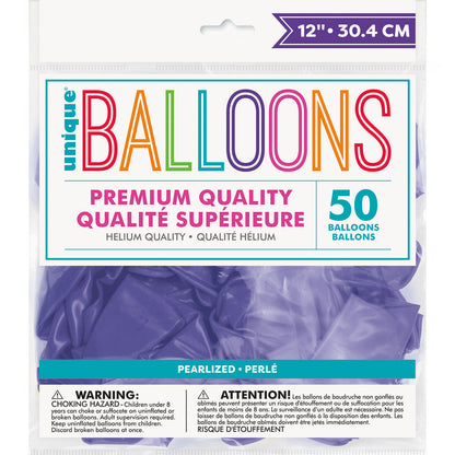 Electric Purple Pearl Premium Balloons 30cm (Pack of 50)