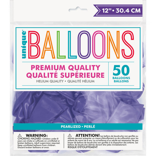 Electric Purple Pearl Premium Balloons 30cm (Pack of 50)