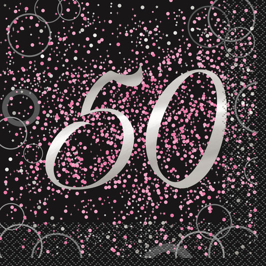 Glitz Pink "50" Foil Stamped Luncheon Napkins (Pack of 16)