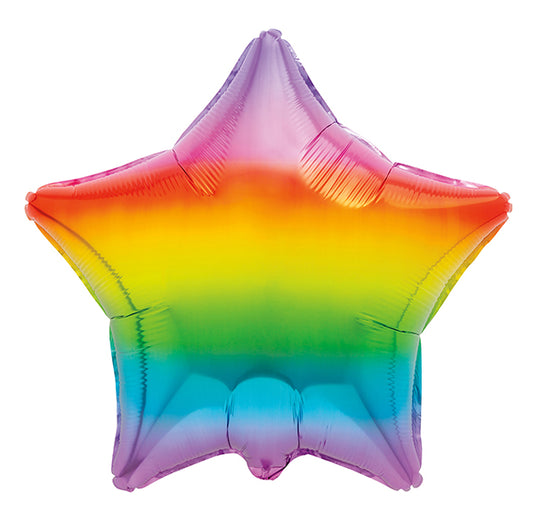 Rainbow Gradient Star Foil Balloon 45cm