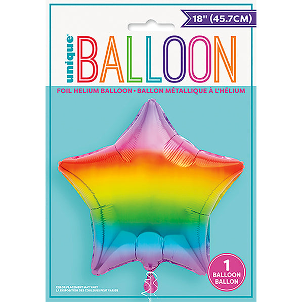 Rainbow Gradient Star Foil Balloon 45cm