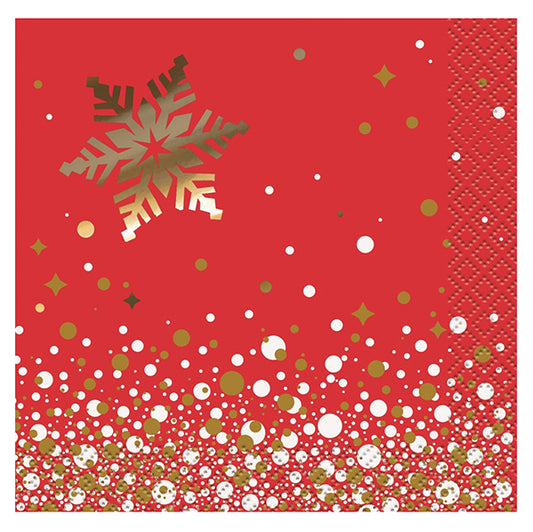 Gold Sparkle Christmas Foil Stamped Beverage Napkins (Pack of 16)