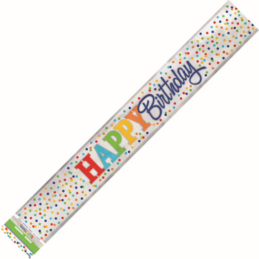 Rainbow Dots "Happy Birthday" Foil Banner - 3.65m